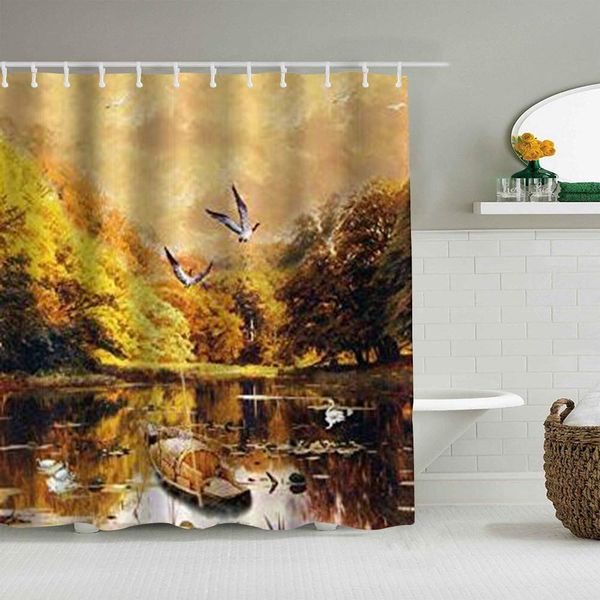

shower curtain colorful suburban dusk scenery waterproof bath curtains hooks included -bathroom decorative ideas polyester