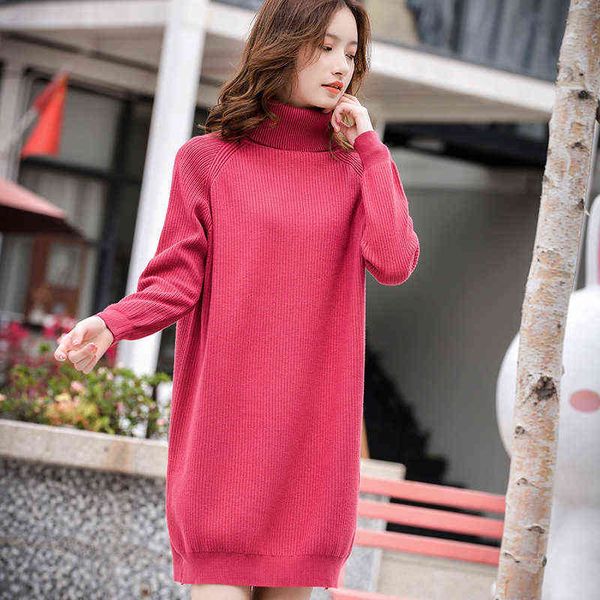 

casual dresses high neck raglan sleeve straight knit long pullover women's solid color with cashmere bottomed blouse, Black;gray