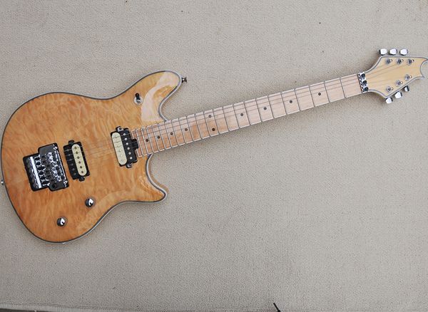 

natural electric guitar with floyd rose,humbuckers pickups,rosewood fretboard,quilted maple veneer,can be customized