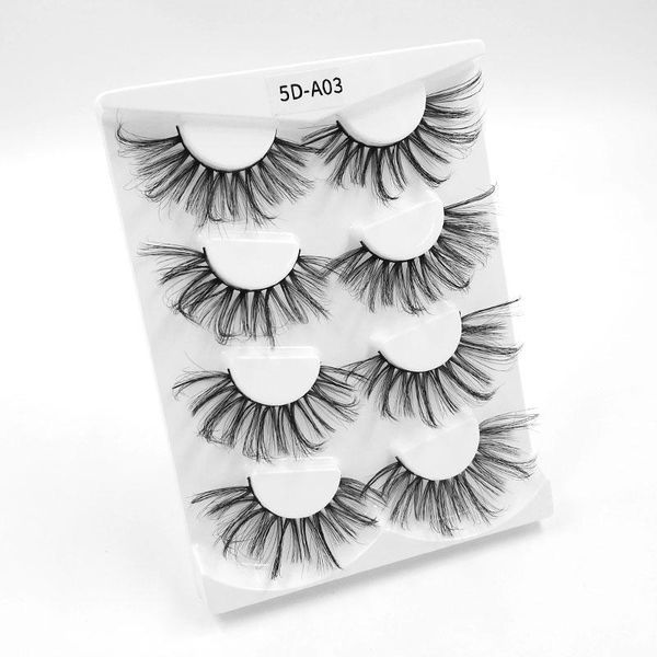 

false eyelashes 4 pairs 25mm very fluffy long synthetic lashes strip natural volume soft faux mink cross thick silk extension