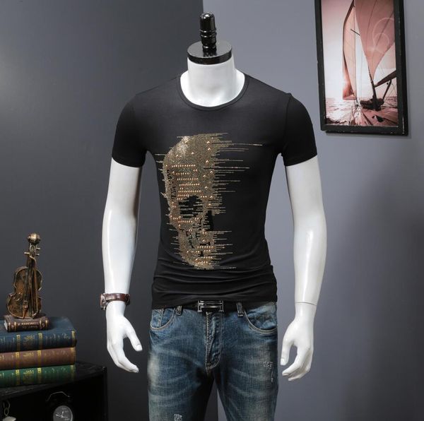 

men's t-shirts men's t-shirt short the cotton neck tight man tees, White;black
