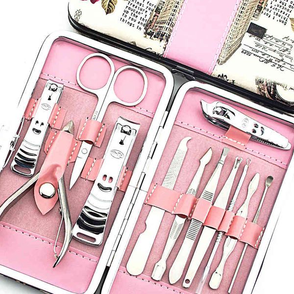 

12 steel cartoon pieces stainless true love flower cluster set nail clipper manicure tool