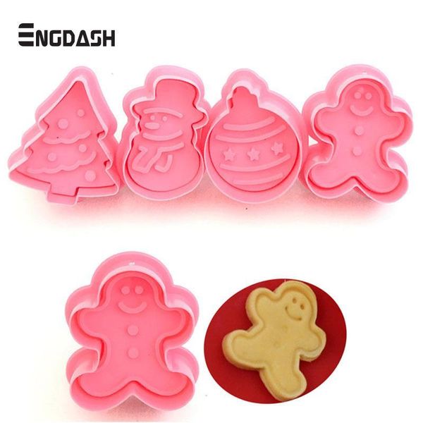 

baking & pastry tools engdash 4pcs/set christmas tree snowman gingerbread man ball for diy cookies cutter cake mold tool high quality
