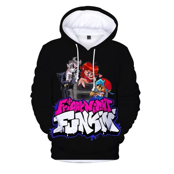 

men's hoodies & sweatshirts hooded friday night funkin print fashion sweatshirt long sleeve autumn spring casual sports 3d hodies, Black