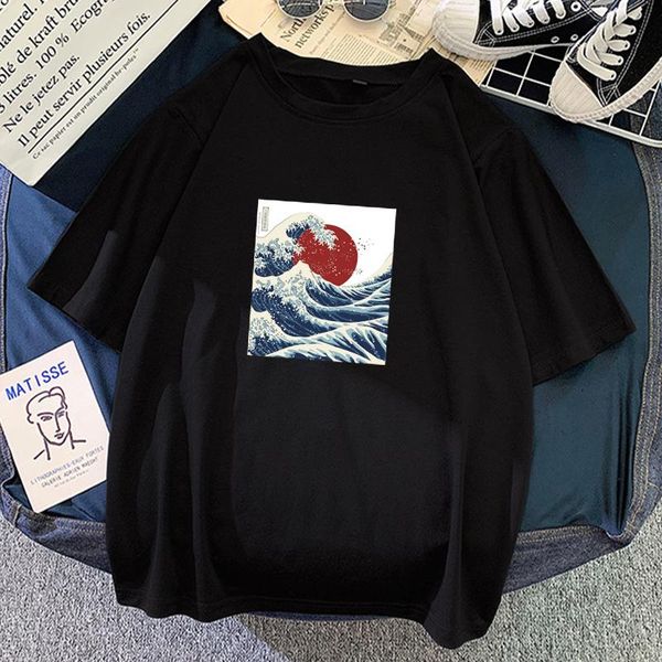 

the great off kanagawa short sleeve t shirt female harajuku cotton tee women's hip hop outdoor plus size black tshirts t-shirt, White