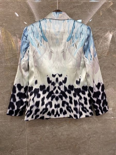 

suits coats spring autumn casual blazer suits women notched collar wild leopard print coat female, White;black