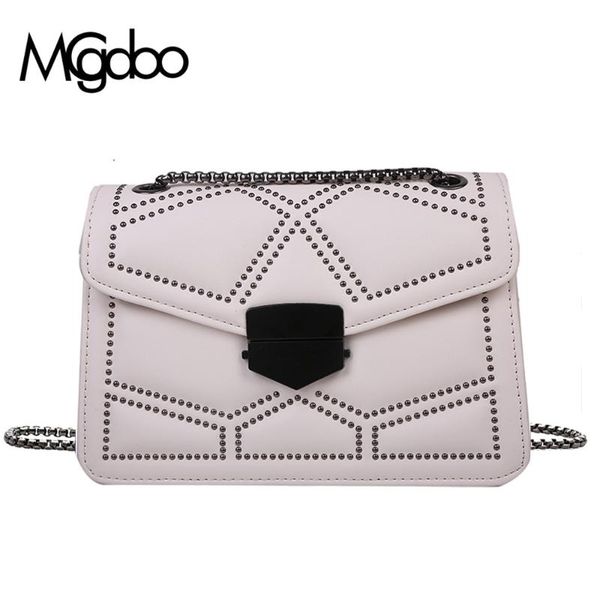 

evening bags mgcdoo rivet chain design pu leather shoulder bag women 2021 simple fashion crossbody trendy luxury small handbags