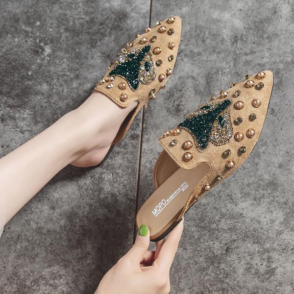 

dress shoes half slipper women's bag head summer 2021 wear fashion pointy cool drag breathable wear-resistant, Black