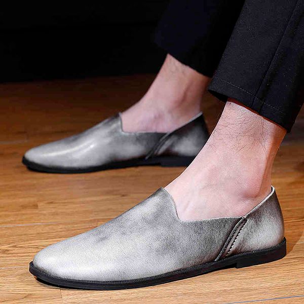 

dress shoes genuine leather men casual outdoor breathable fashion loafers moccasins slip on flats male driving sb6b, Black
