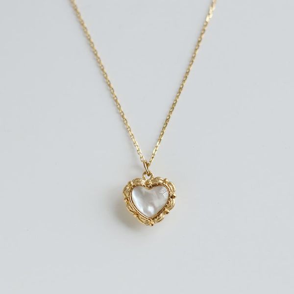 

chains 2021 cute shell epoxy heart vintage pendant necklaces for women girl collarbone chain summer 316l stainless steel accessories, Silver