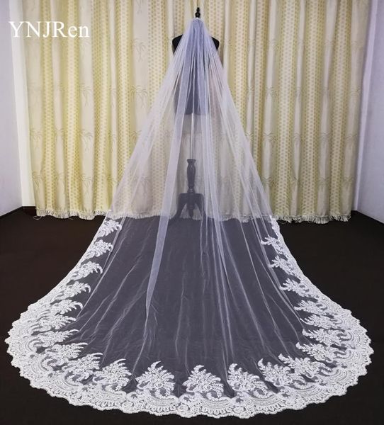 

bridal veils wedding cathedral length lace appliqued one layer custom made white ivory with comb bride accessories, Black