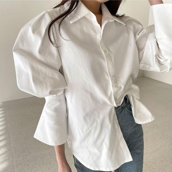 

women's blouses & shirts [ewq] long sleeve white fashion trend ladies casual wear korean style queen all-match blouse 16w42704