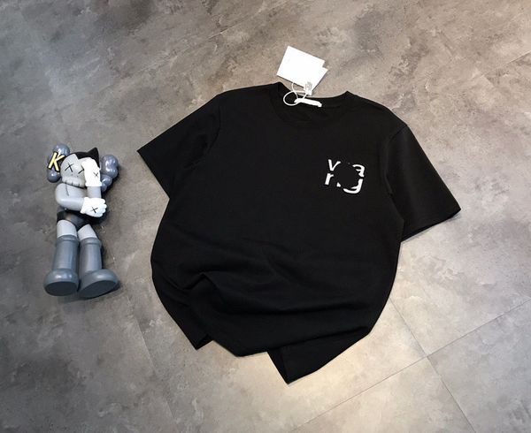 

design clothing wang's laser reflective concave convex steel seal short front and rear three-dimensional letters half sleeve solid colo, White