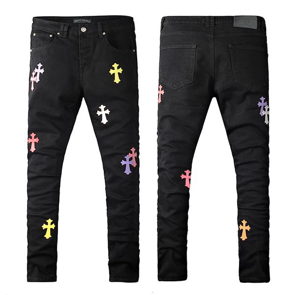 

jeans fashion 2021 men's high street color cross, Blue