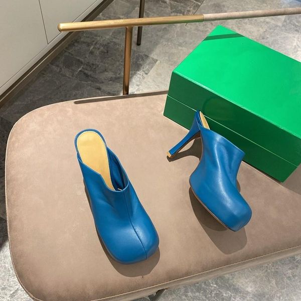

high heel genuine leather ladies slippers sliod color platform woman shoes luxury designer 2021 zapatos de mujer, Black