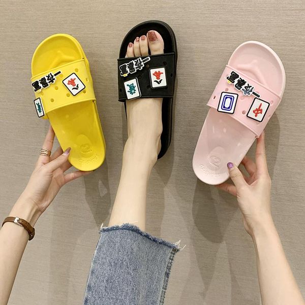 

summer women slippers lady female slides outdoor shoes cute cartoon, Black
