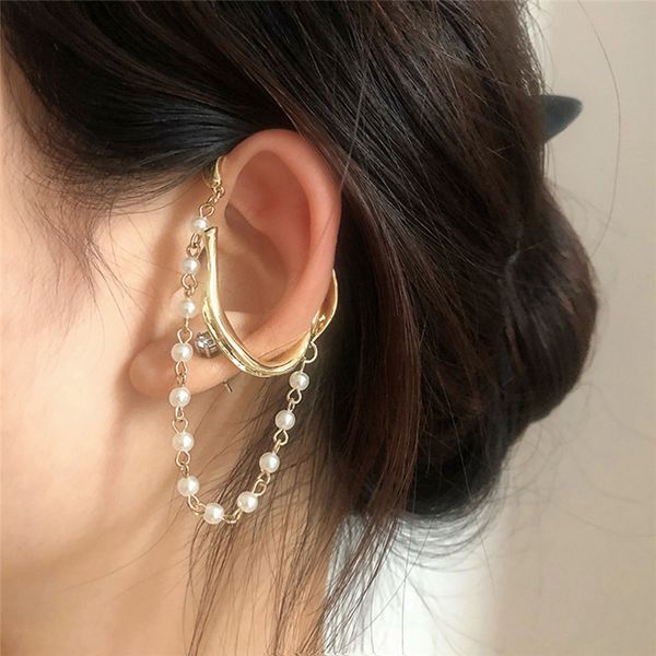 

pearl ear cuff luxury designer earrings women's earring jewelry e8883, Silver