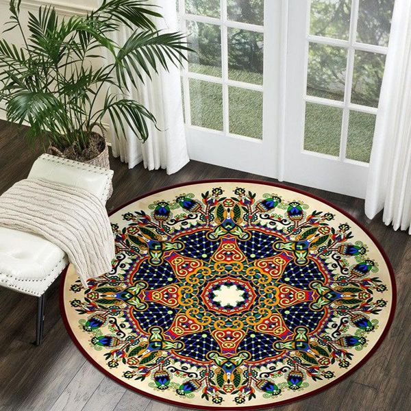 

ethnic style retro mandala carpet round nordic balcony coffee table hanging basket living room decorative carpets