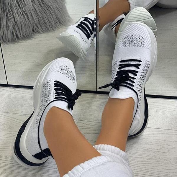 

fashion sneakers women vulcanize shoes rhinestone ladies sports casual mesh shoes for women 2021 lace up running women shoes mmm, Black;white