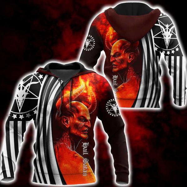 

men's hoodies & sweatshirts plstarcosmos 3dprint est satan satanic gothic devil art harajuku streetwear funny awsome casual hoodie/swea, Black