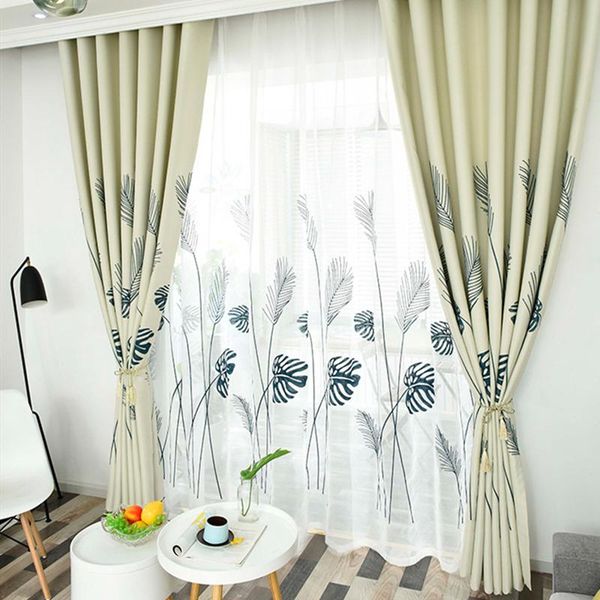 

embroidered blackout curtains for living bedroom door curtain drapes window treatment home decor &