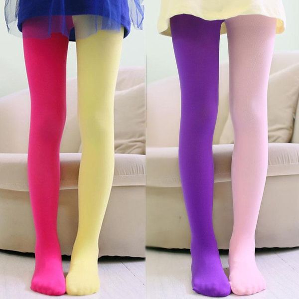 

footies summer autumn children pantyhose kids girls velvet stretch candy color dance tights fashion stitching, Blue