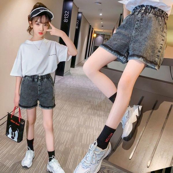 

summer girls cotton denim jeans shorts children thin soft trousers kids casual clothes pants p117, Black