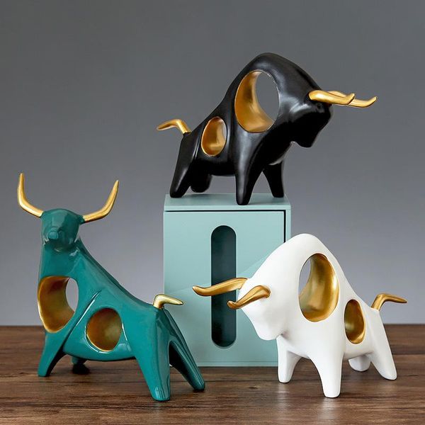 

decorative objects & figurines resin cattle statue home decor living room sculpture wine tv cabinet ornament abstract animal figurine year d