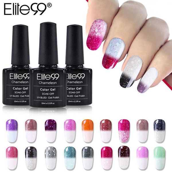 

elite99 arrival 10ml snowy thermal chameleon temperature change mood color gel polish diy nail art uv, Red;pink