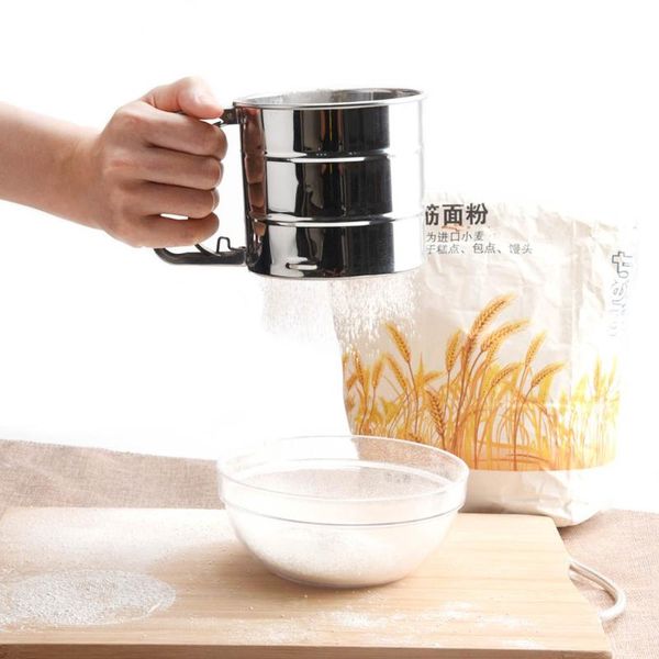 

stainless steel flour sieve cup powder mesh kitchen gadget for cakes hand-screened sugar baking strainer & pastry tools