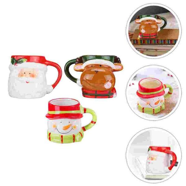 

mugs 3pcs creative christmas ceramics craft ceramic xmas beverage cups