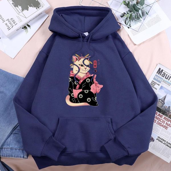 

men's hoodies & sweatshirts japanese geisha cartoons print men women style sweats hoodie fashion streetwear sweatshirt graphic designer, Black
