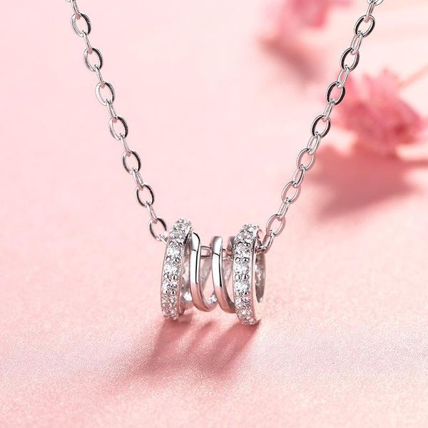 

creative and fashionable hollow pendant with luxurious diamond necklace on both sides. charm style, Silver