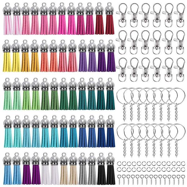 

keychains 360pcs key ring tassel bulk with keychain hooks chain rings jump and screw eye pins for crafts making, Silver