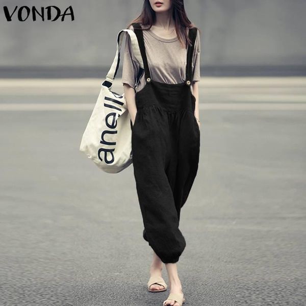 

women's jumpsuits & rompers 2021 summer autumn womens jumpsuit fashion vintage long playsuits casual loose overalls plus size pants, Black;white