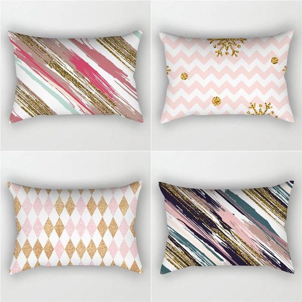 

cushion/decorative pillow 30*50cm warm pink abstract geometric pillowcase rectangle cushion case seat chair car home decorative cover