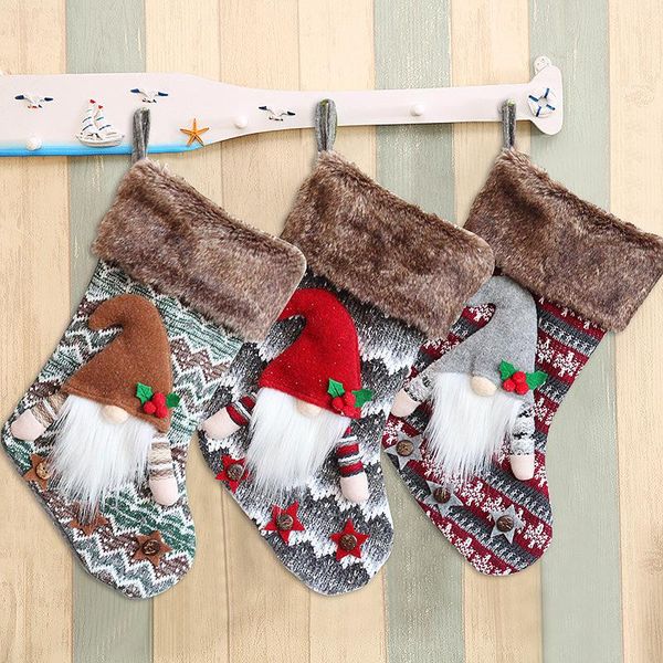 

christmas decorations three-dimensional stockings faceless doll gift bag plush dwarf old man candy socks tree pendant