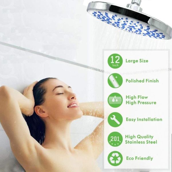 

bathroom shower heads 8" round waterfall bath sprayer overhead fixed rainfall head swivel faucet tool decor body washing