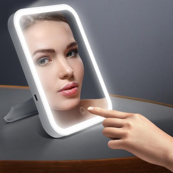 

compact mirrors smart desktable vanity makeup mirror with light led cosmetic make-up portable backlight folding small