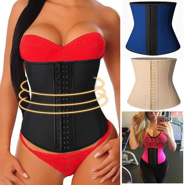 

women's shapers waist trainer for women latex underbust corsets cincher hourglass body shaper slim shapewear 3 hooks, Black;white
