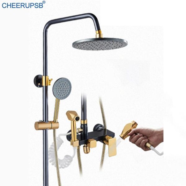 

space aluminum shower set bathroom wall mount rainfall system round tube mablack bath faucet luxury spa bathtub tap sets