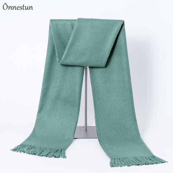 

scarves cashmere scarf women 2021 winter female solid tassel women's bandana shawl wraps long pashmina foulard head, Blue;gray