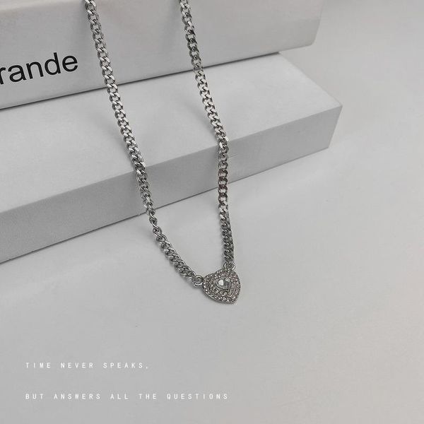 

pendant necklaces necklace women heart woman rhinestone chain charms girls jewelry silver color trendy european metal halskette