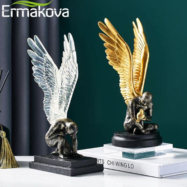 

angel wings model statue golden&silver resin creative modern abstract sculpture home decor living room decoration office decorative objects
