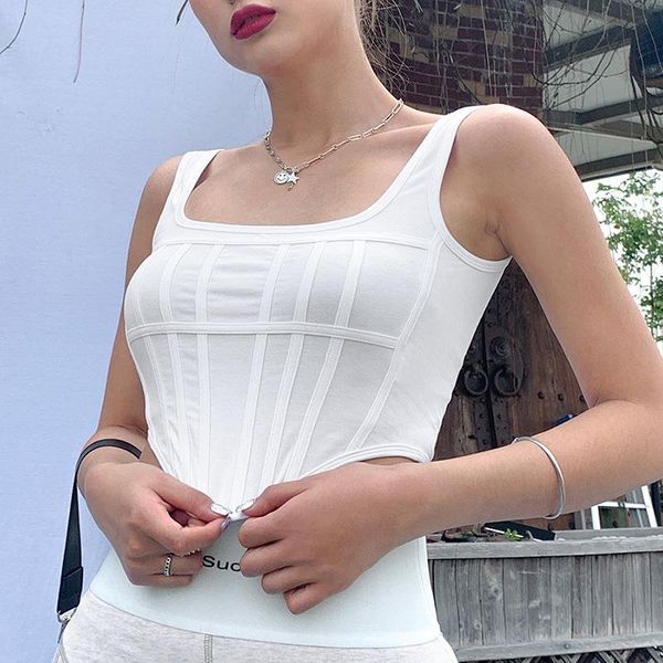 

women's tanks & camis white summer 2021 sleeveless crop women off shoulder cami fashion streetwear punk tank