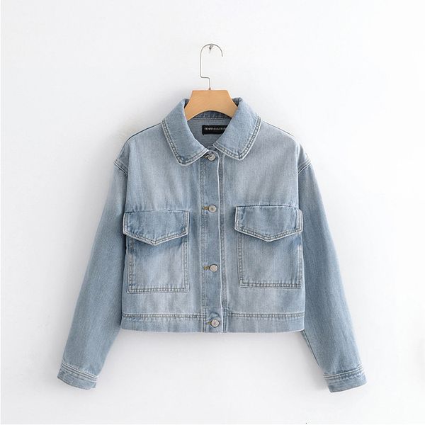 

women's down & parkas women's denim jacket korean style solid casual blue short jackets autumn loose jeans coats female 12vg, Black