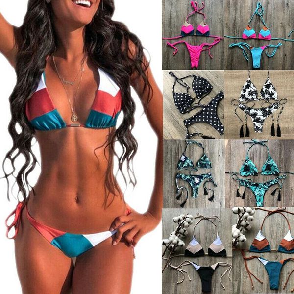 

women's swimwear women brazilian bikini 2pcs bathing suit thong patchwork beach wear, White;black
