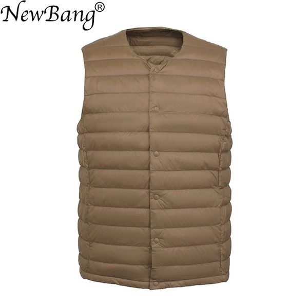 

bang 90% matt fabric men's duck down vest ultra light vests weight windbreaker sleeveless 211119, Black