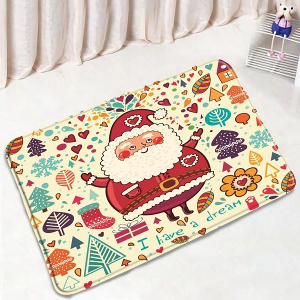 

bath mats cartoon santa claus bathroom mat retro christmas art design elephant non-slip child's room door rugs kitchen carpet