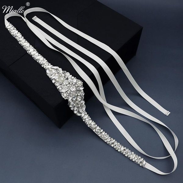 

wedding sashes miallo handmade rhinestone belts for women bridal dress belt accessories crystal prom strass bride sash bridesmaid gift, White